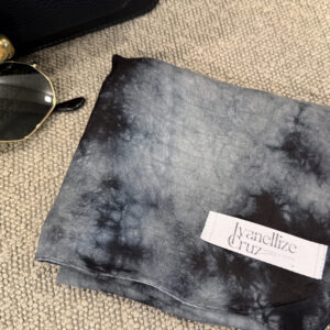 Lenço seda cinza e preto